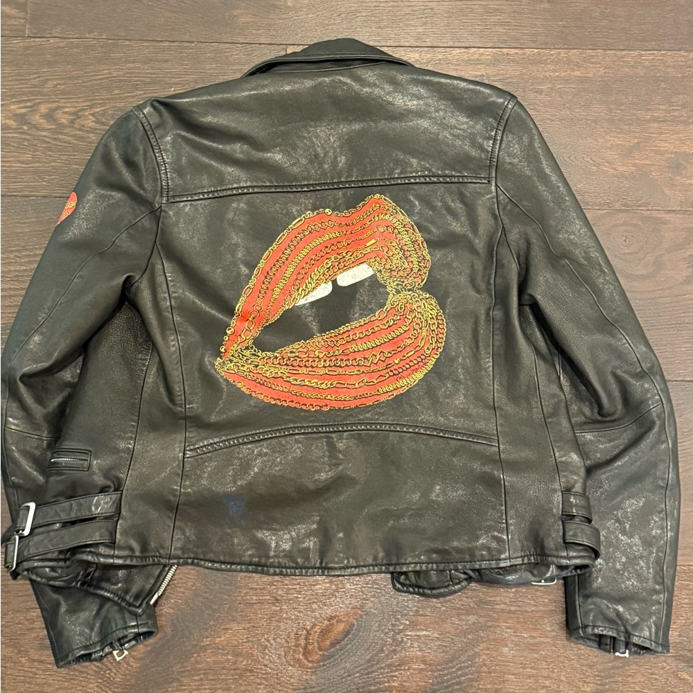 Lauren Moshi Black Leather Jacket- Posey Gold Chain Lip